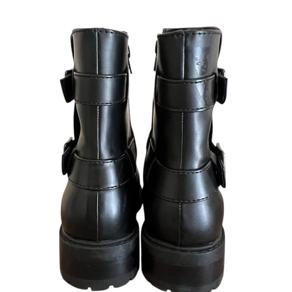 NEW BØC Black faux leather Combat & Moto Boots 9.5M - Picture 6 of 10